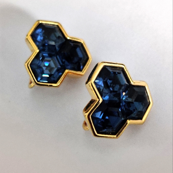 Vintage Swarovski S.A.L Honeycomb Hexagon Earrings - Picture 5 of 13